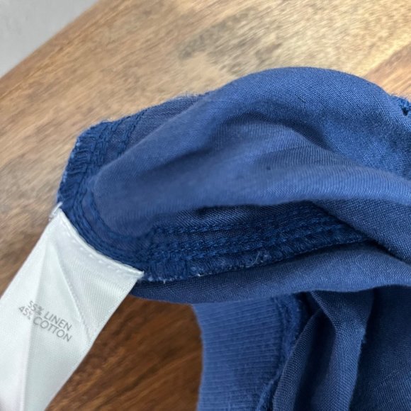 J. Jill Blue Linen Blend Capris Pant Size Roll Up Button - Picture 5 of 9